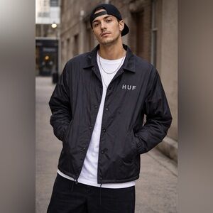 HUF Men's Black Windbreaker Jacket